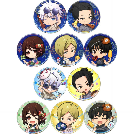 Set of 10 Jujutsu Kaisen Button Maru Kuji Summer memories YUKATA style Small Luck [USED]