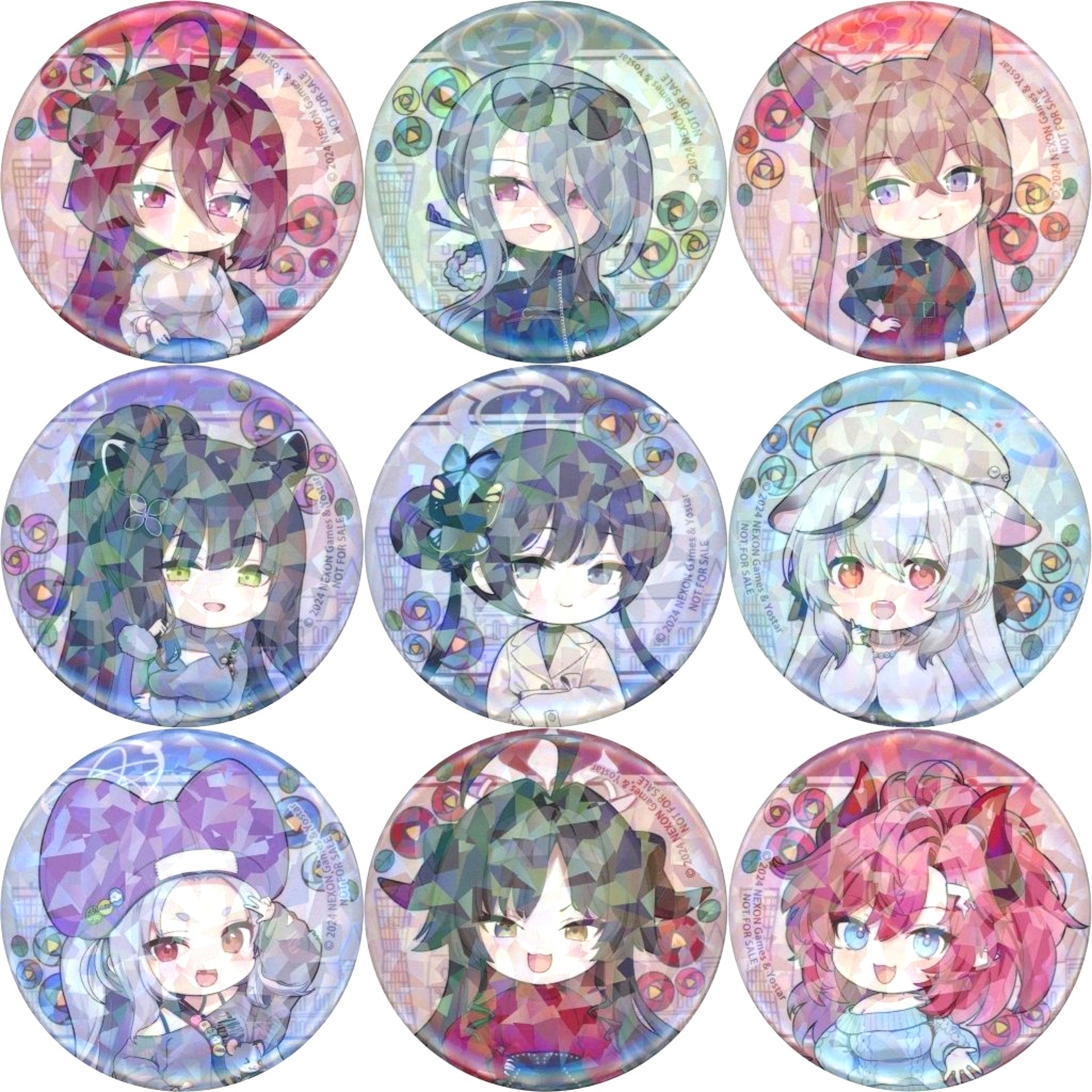 Set of 9 Blue Archive Going with Sensei! Winter Kobe Arima Trip Hologram Button Digital Stamp Rally Tour Complete Bonus [USED]