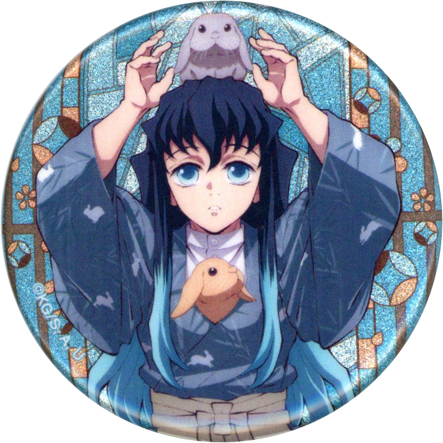 Muichiro Tokito Upper Body Demon Slayer in Tobu Zoo Illustration Animal Training Ver. Trading Glitter Button [USED]