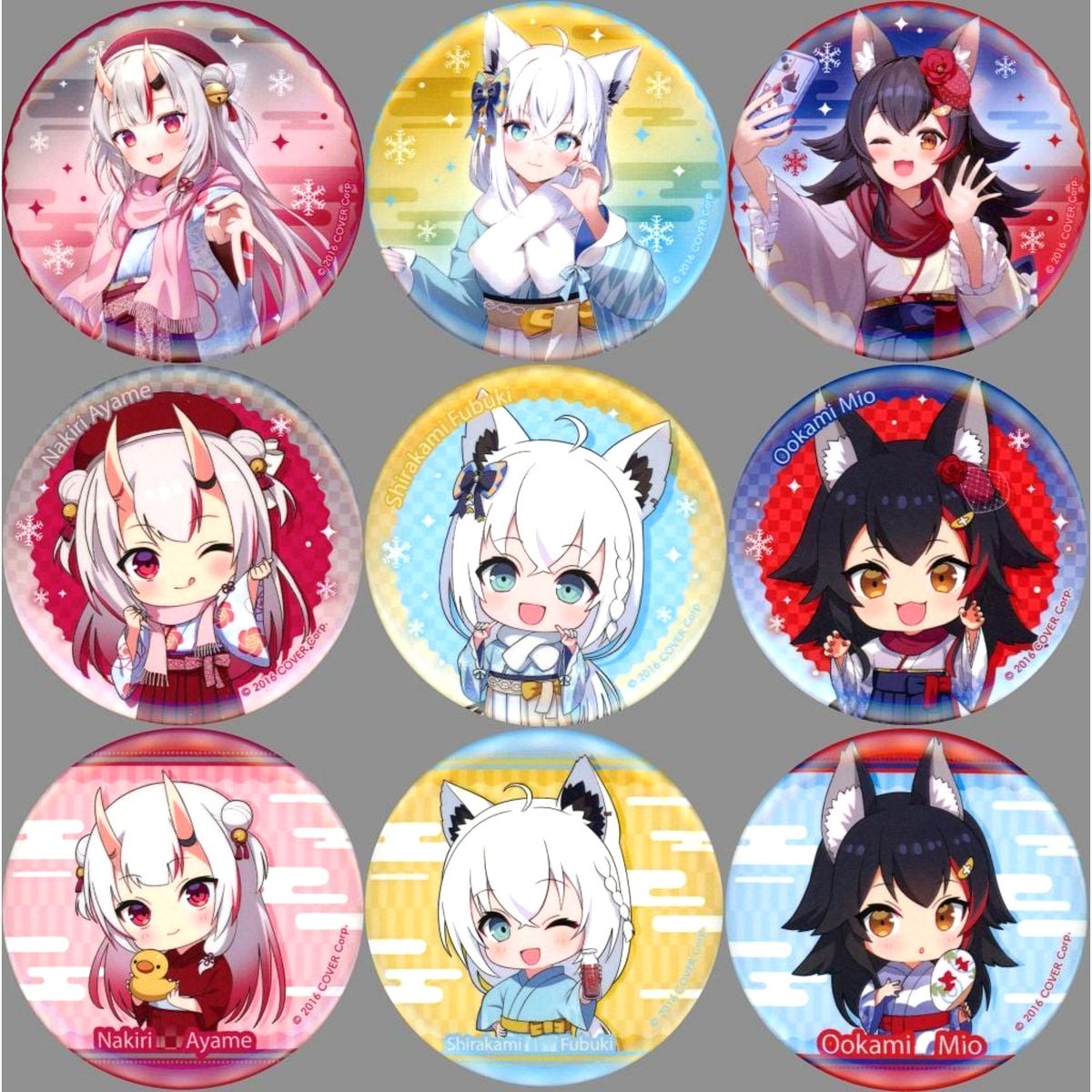 Set of 9 Virtual YouTuber Holo Live Irohanihohetto Ayafubumi Toshimaen Niwa no Yu Trading Button [USED]