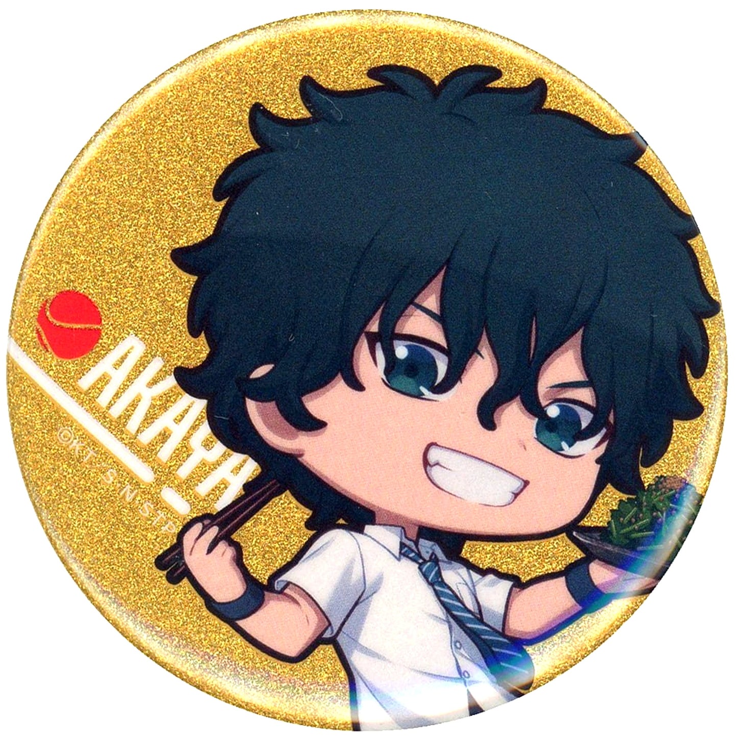 The New Prince of Tennis Akaya Kirihara Trading Mini Chara Glitter Button Nikuju Gyoza no Dandadan [USED]