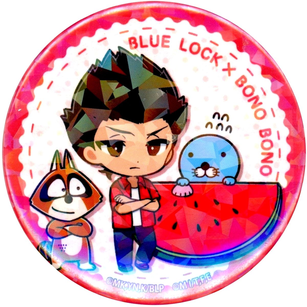 Shouei Barou & Bonobono & Araiguma-kun Blue Lock x Bonobono in TSUTAYA Vol. 3 Dream Bonobono Land Hologram Button [USED]