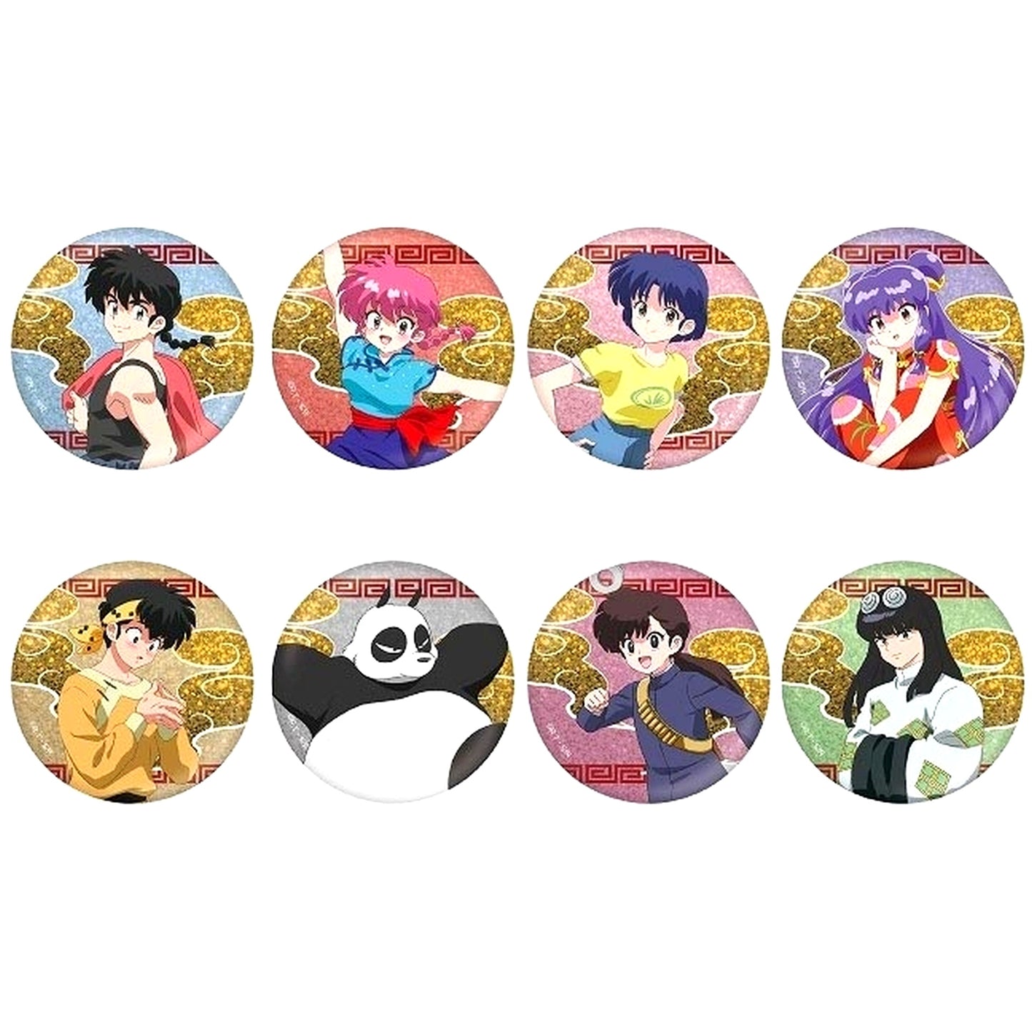 Set of 8 Ranma 1/2 Trading Glitter Button [USED]