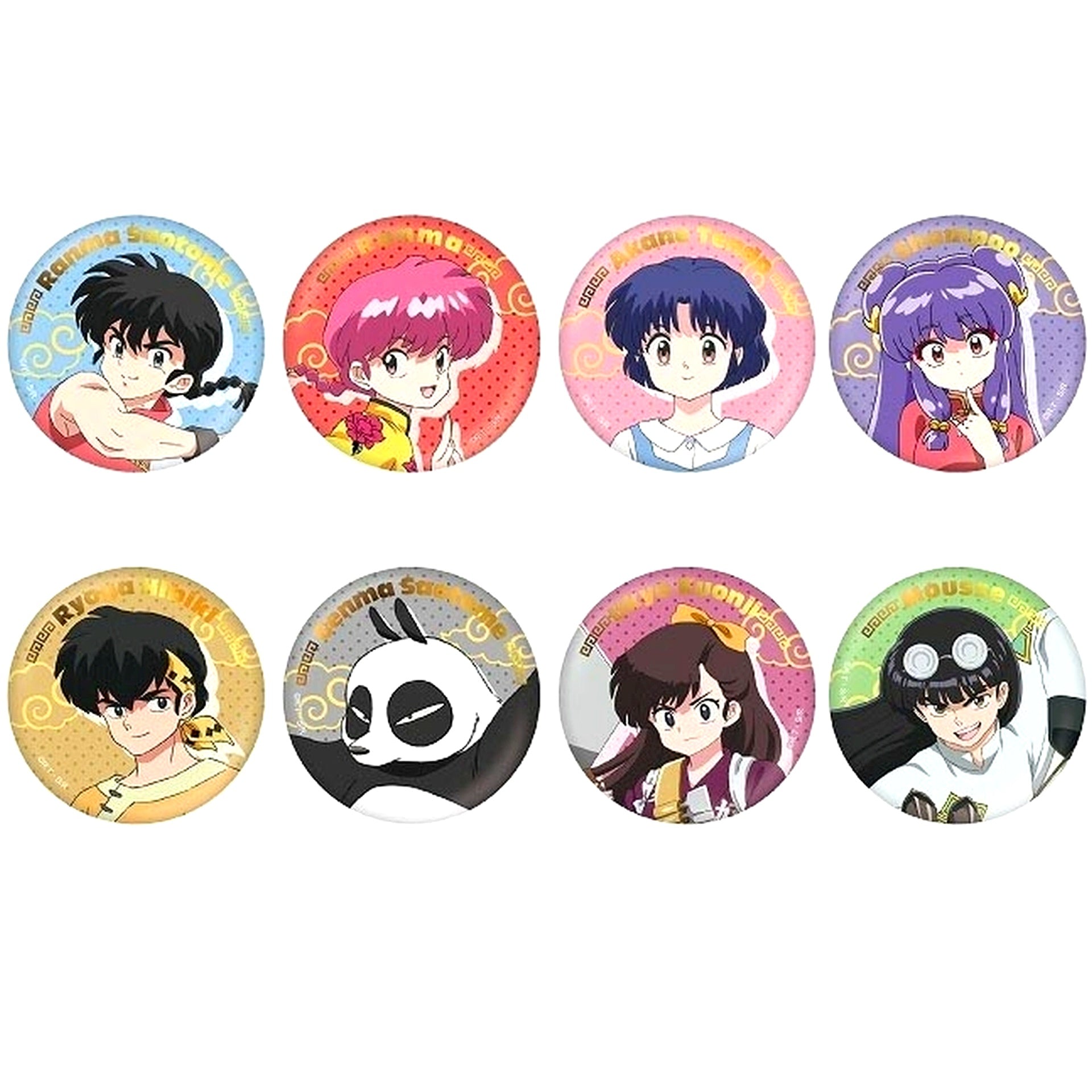 Set of 8 Ranma 1/2 Trading Foil Stamped Button [USED]