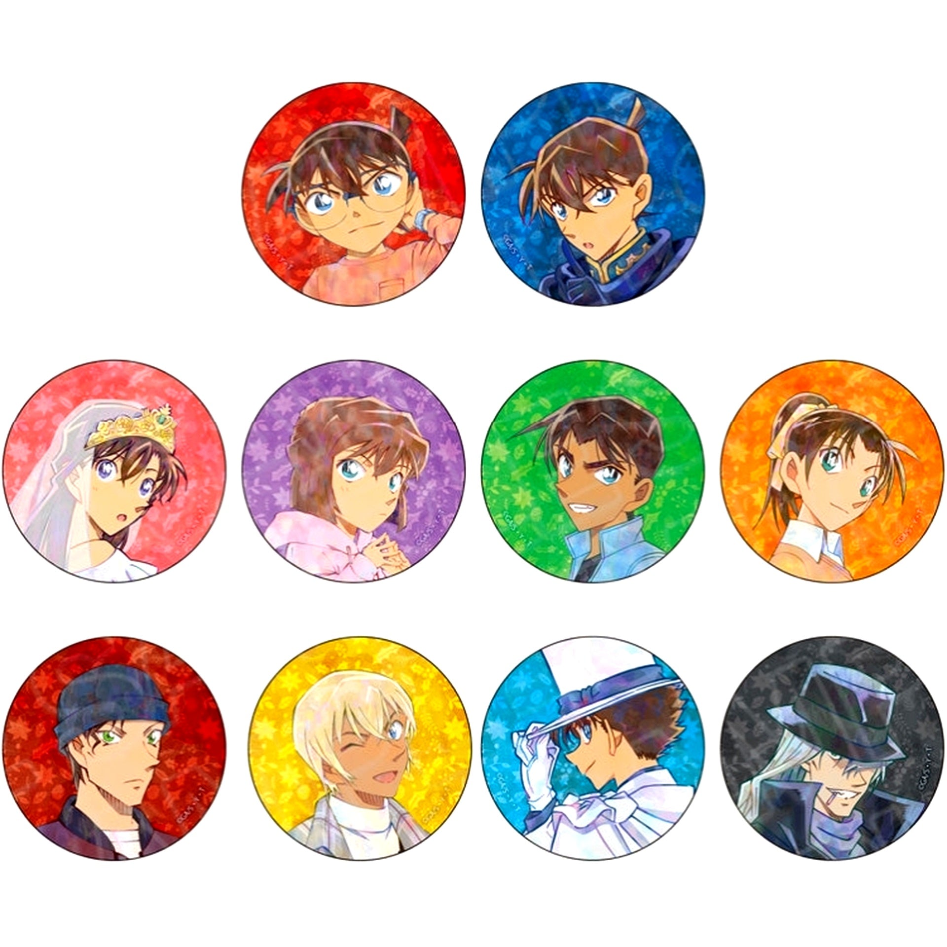 Set of 10 Detective Conan Button PALE TONE Series Winter Ver. [USED]