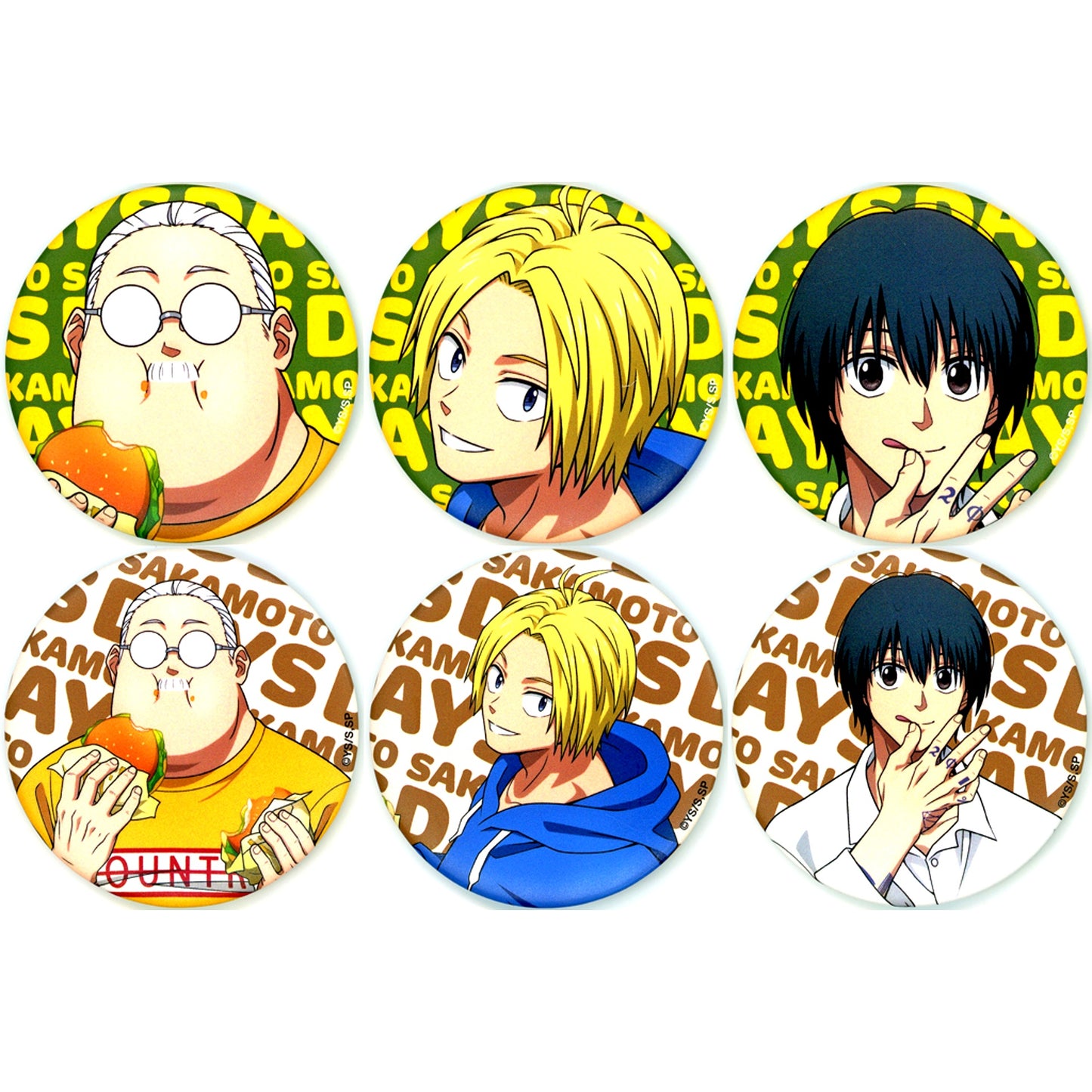 Set of 6 SAKAMOTO DAYS Trading Matte Button Hamburger Ver. Jump Festa 2025 Goods [USED]