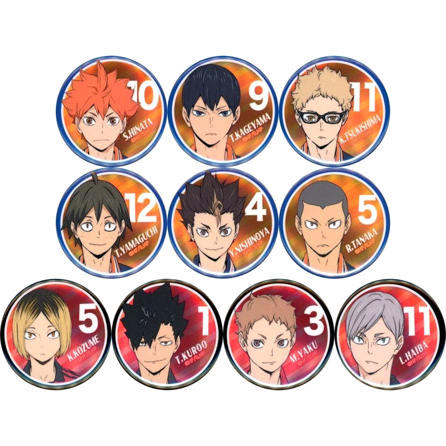 Set of 10 Haikyu!! Trading Metallic Button [USED]