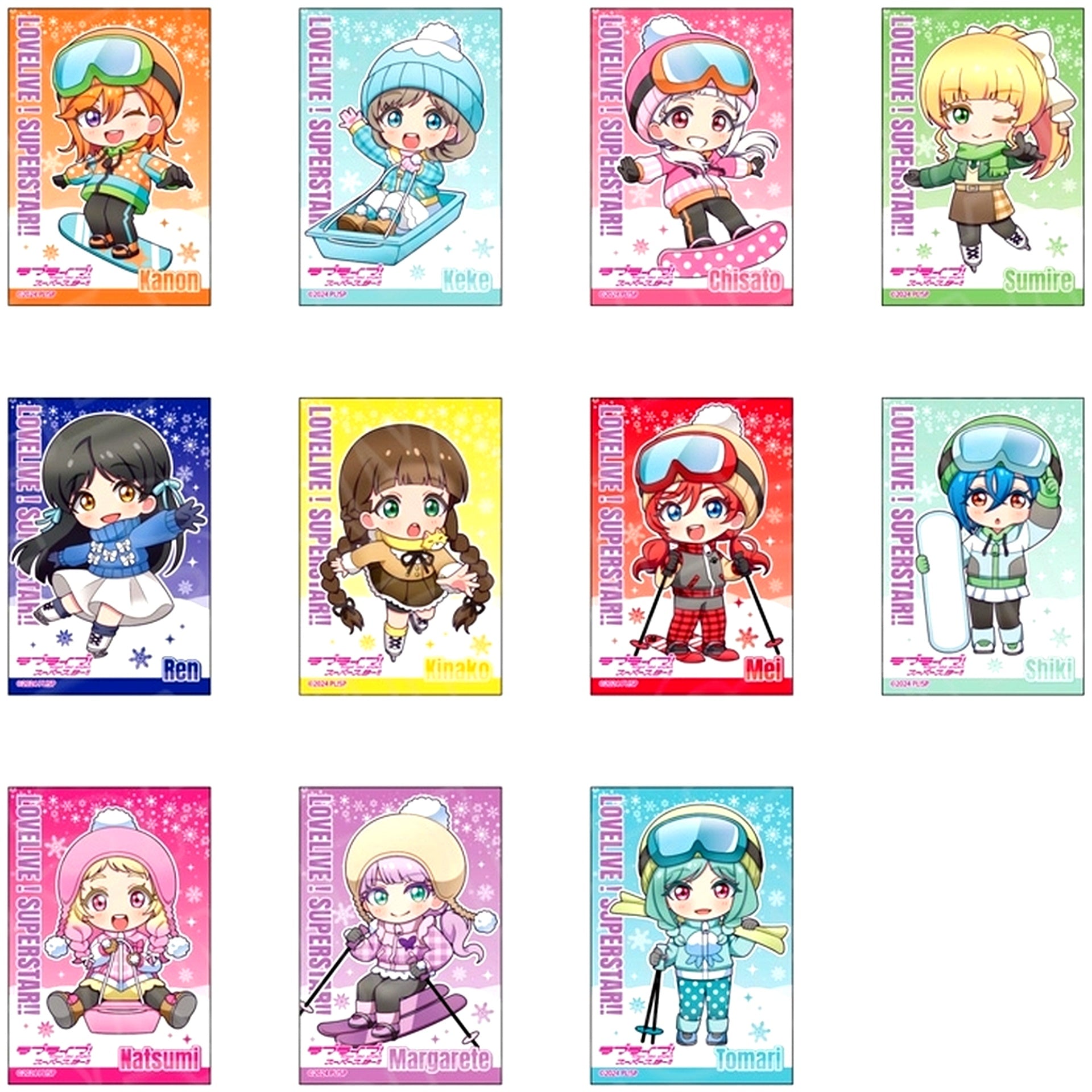 Set of 11 Love Live! Superstar!! Square Button Winter Play Deformed Ver. [USED]