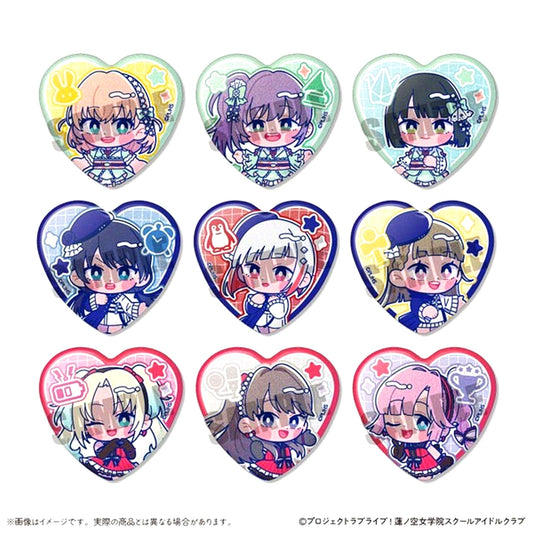 Set of 9 Love Live! Hasunosora Girls' High School Idol Club Newtro Heart Button [USED]