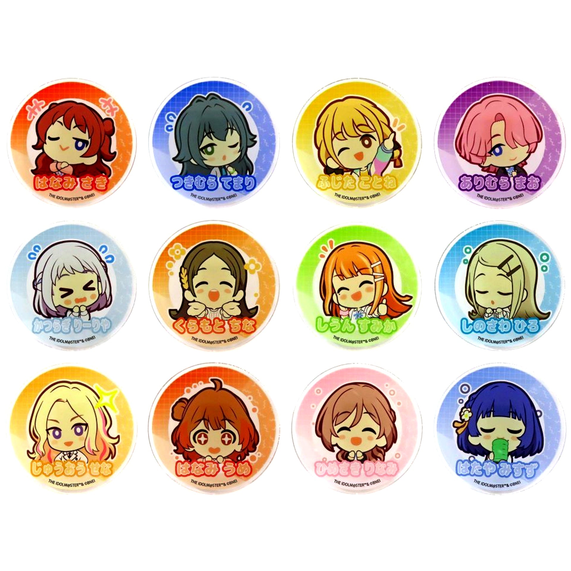 Set of 12 Gakuen Idolmaster Trading Name Clip Badge C105 Goods [USED]