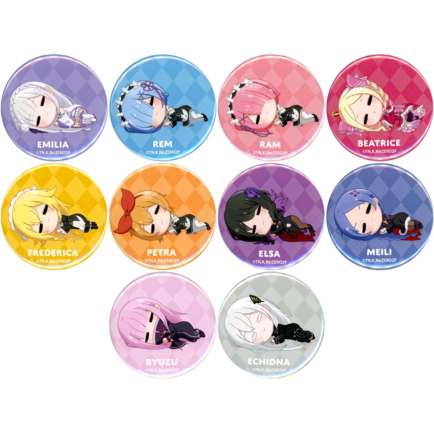 Set of 10 Re:ZERO Starting Life in Another World Trading Chibikoro Button [USED]