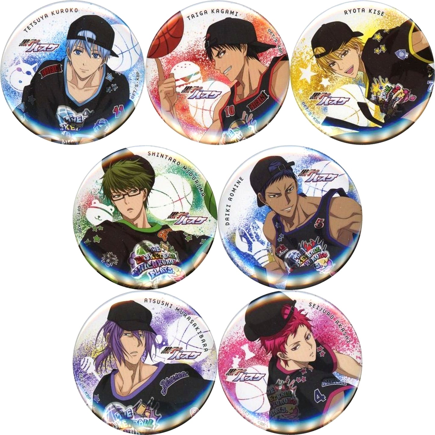 Set of 7 Normal Kuroko's Basketball Button Collection B-BOY Style 2nd [USED]