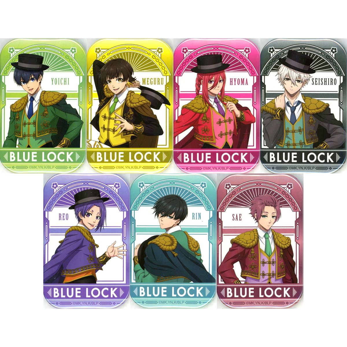 Set of 7 Blue Lock Hologram Square Button Collection [USED]