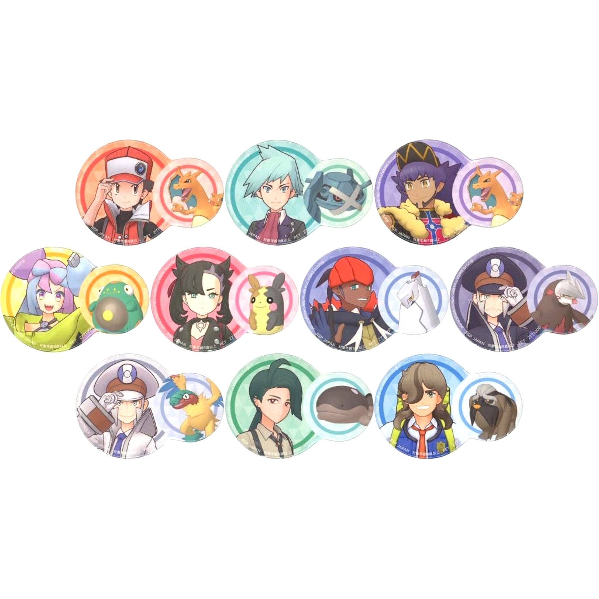 Set of 10 Pokemon Masters EX Pokemon & Trainer Button [USED]