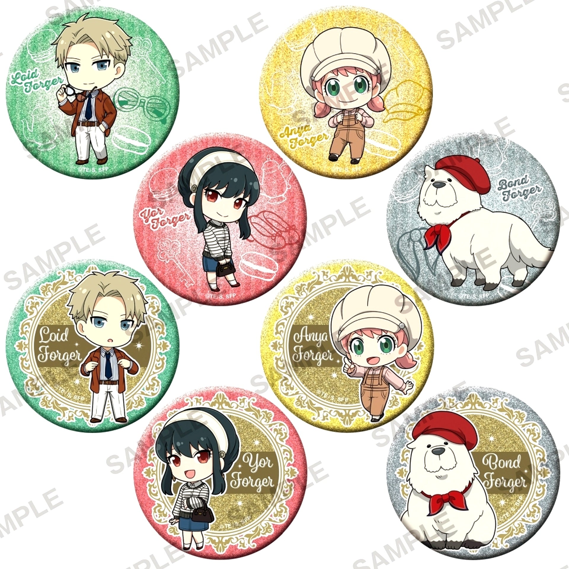 Set of 8 Spy x Family Sparkling Badge Collection French Casual - Mini Ver. [USED]