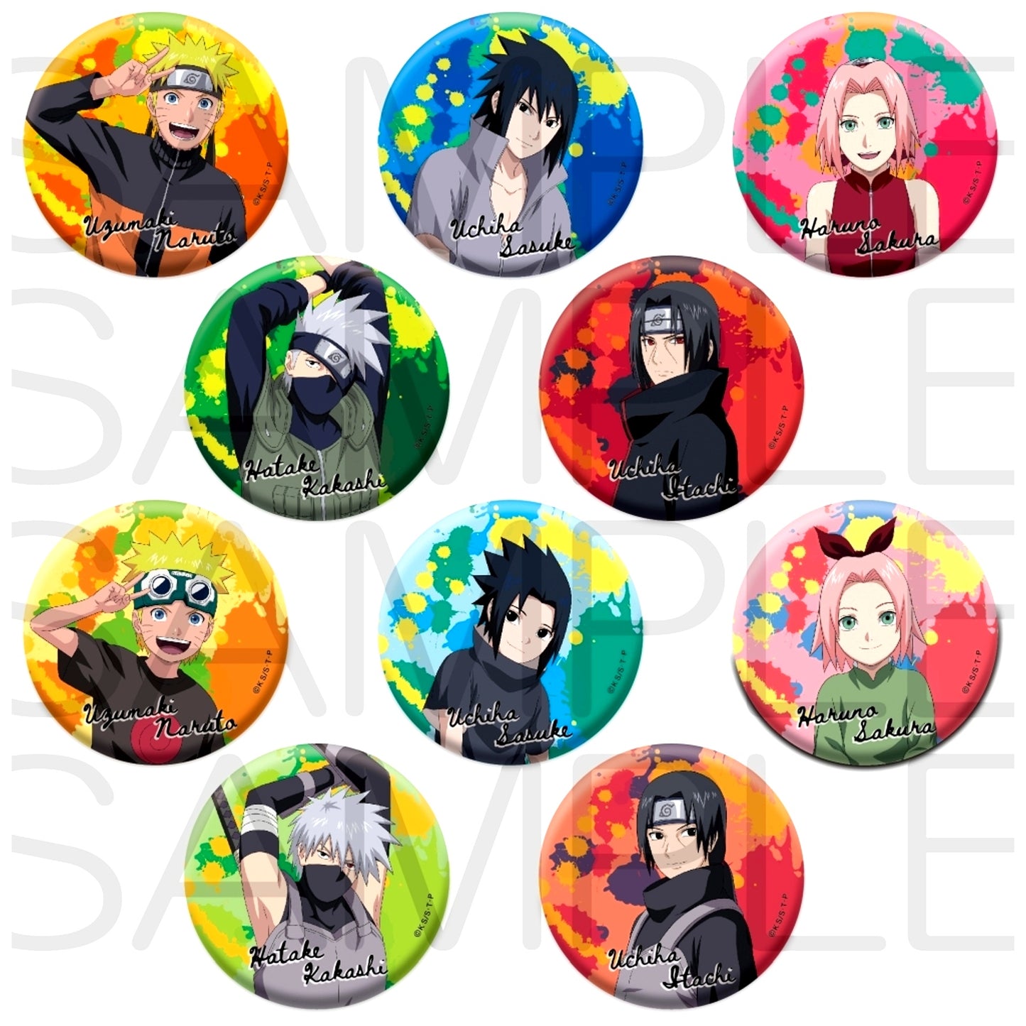 Set of 10 Naruto Shippuden Glitter Button Collection Memories Ver. [USED]