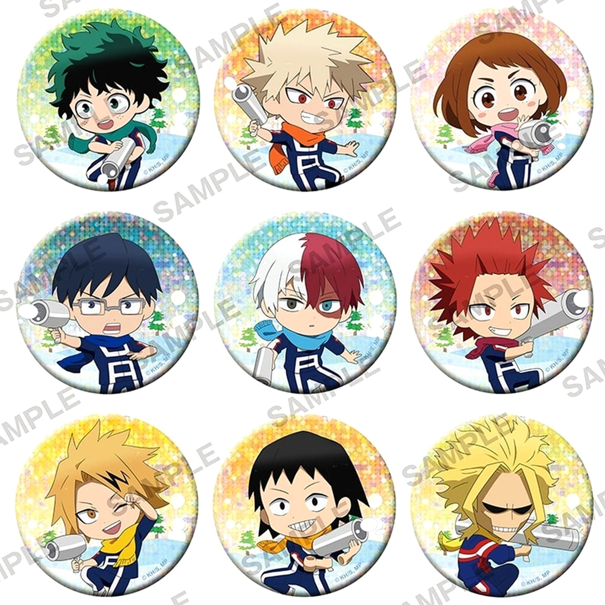 My Hero Academia Izuku Midoriya & Others Kirakira Can Badge Collection Survival Snowball Fight Ver. All 9 Types Set Buttons [USED]