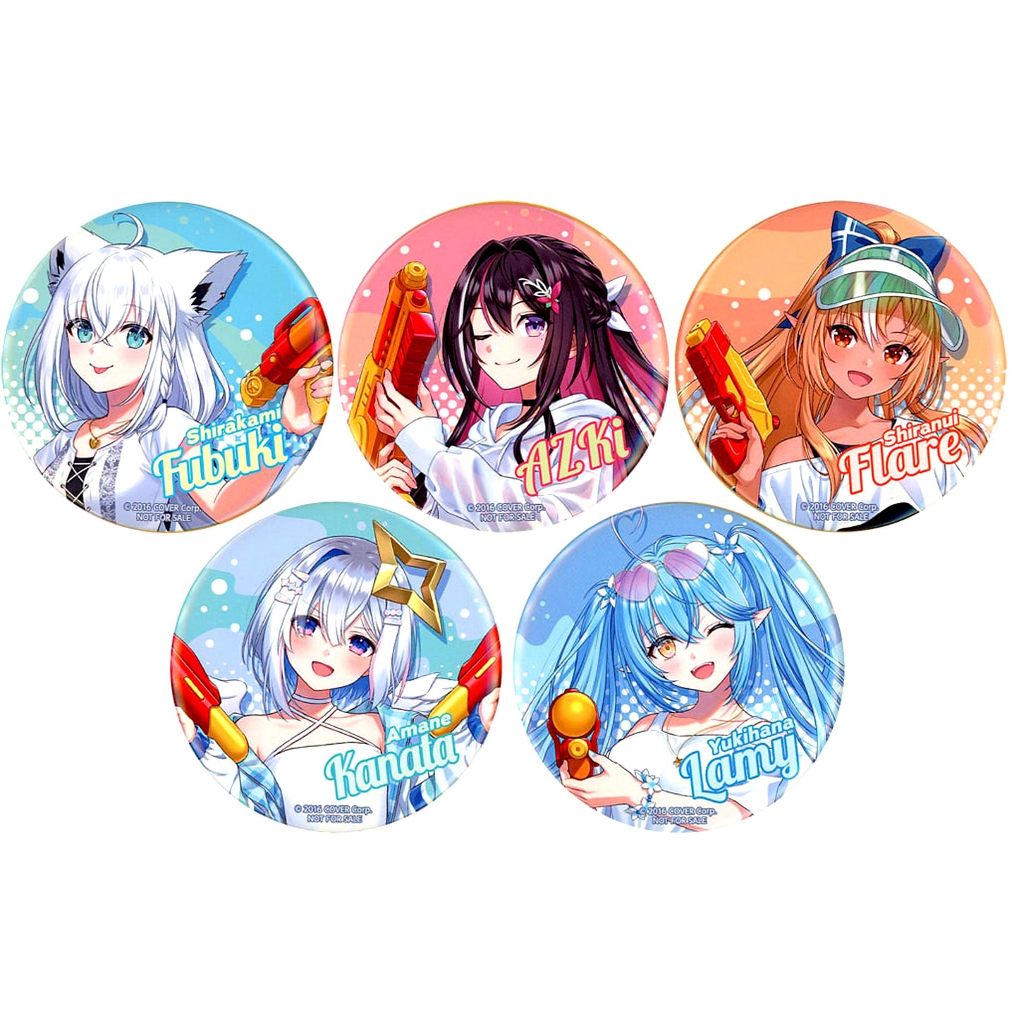 Set of 5 Shirakami Fubuki AZKi Shiranui Flare Amane Kanata Yukihana Lamy Hololive Button Virtual YouTuber Hololive x Dodecamin Campaign in FamilyMart Famipay Stamp Campaign BIG PET 600ml Lottery Prize [USED]
