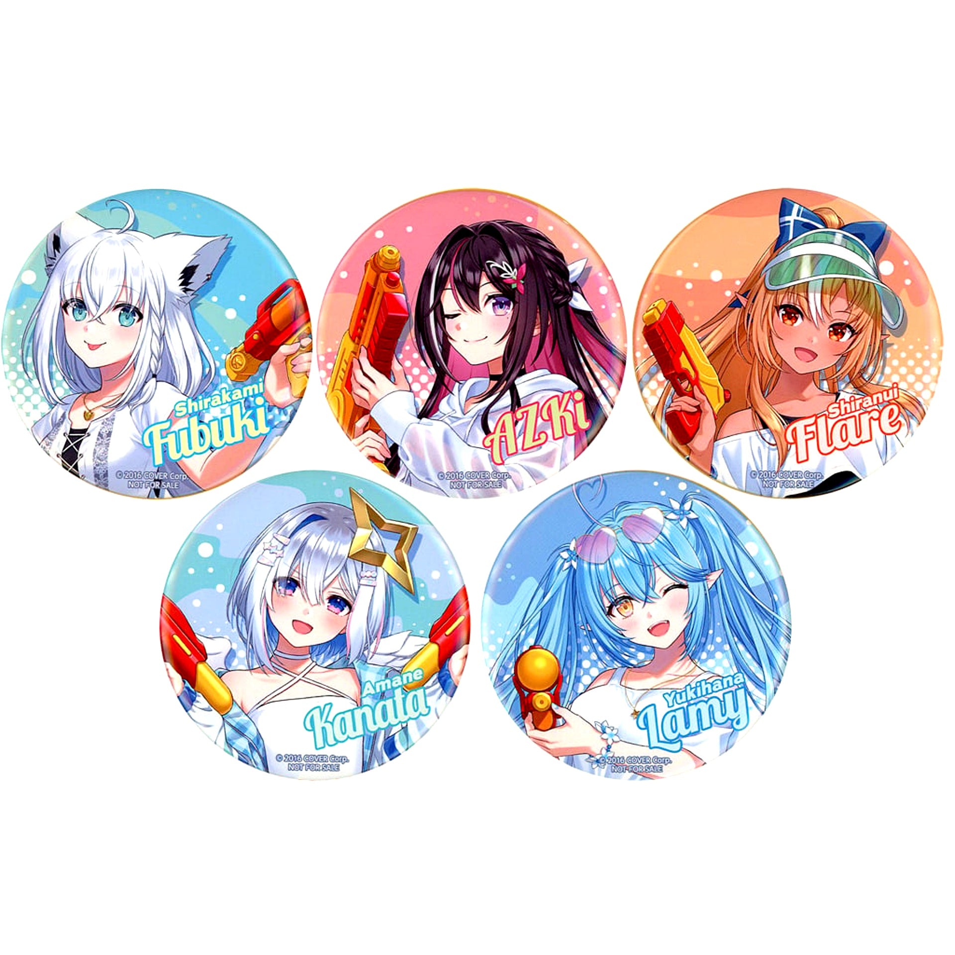 Set of 5 Shirakami Fubuki AZKi Shiranui Flare Amane Kanata Yukihana Lamy Hololive Button Virtual YouTuber Hololive x Dodecamin Campaign in FamilyMart Famipay Stamp Campaign BIG PET 600ml Lottery Prize [USED]