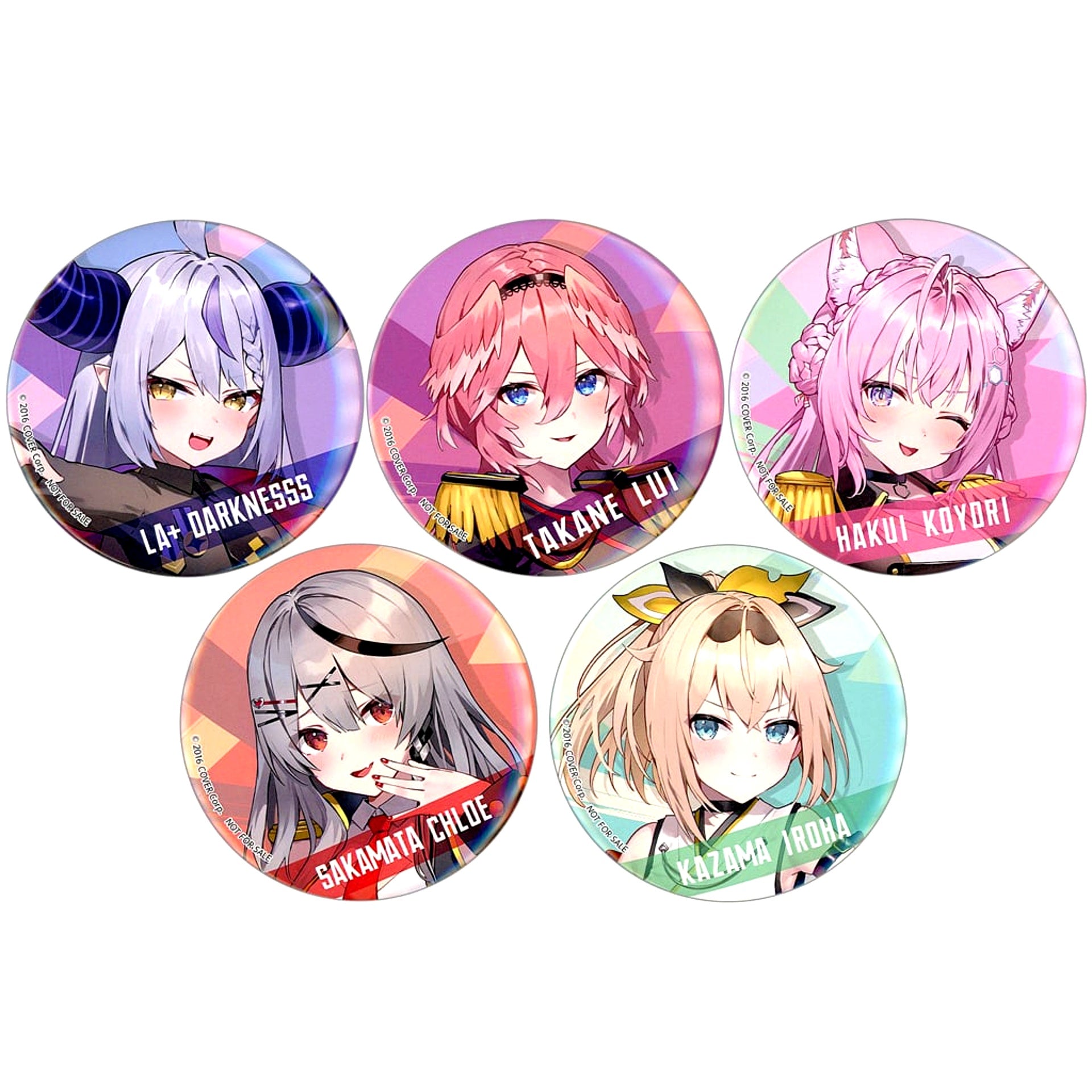 Set of 5 Takane Lui Hakui Koyori Sakamata Chloe Laplus Kazama Hololive Button Virtual YouTuber Hololive x Dodecamin Campaign in FamilyMart Famipay Stamp Campaign BIG PET 600ml Lottery Prize [USED]