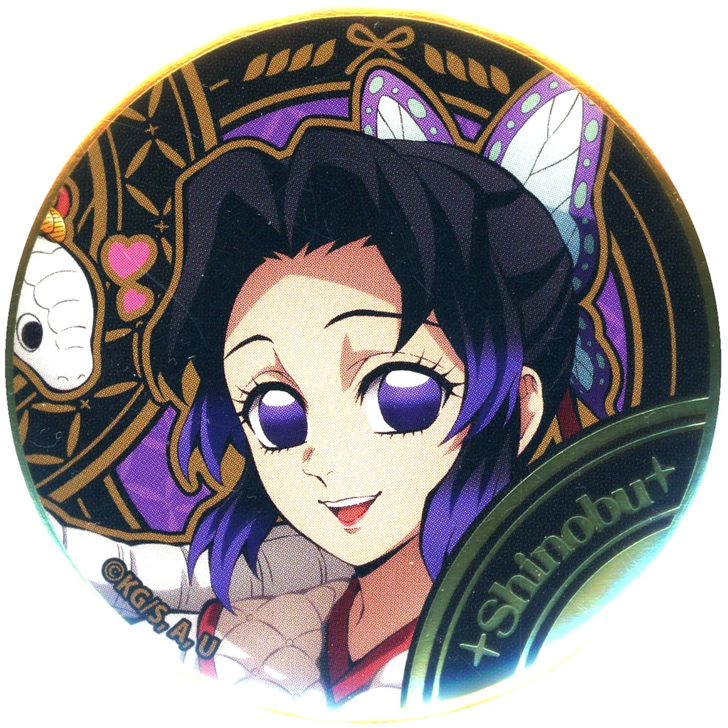 Shinobu Kocho Demon Slayer: Kimetsu no Yaiba Chinese Zodiac Year of the Snake Event 2025 in ufotable Cafe x Machi Asobi Cafe x ufotable Dining Random Foil Stamped Button [USED]