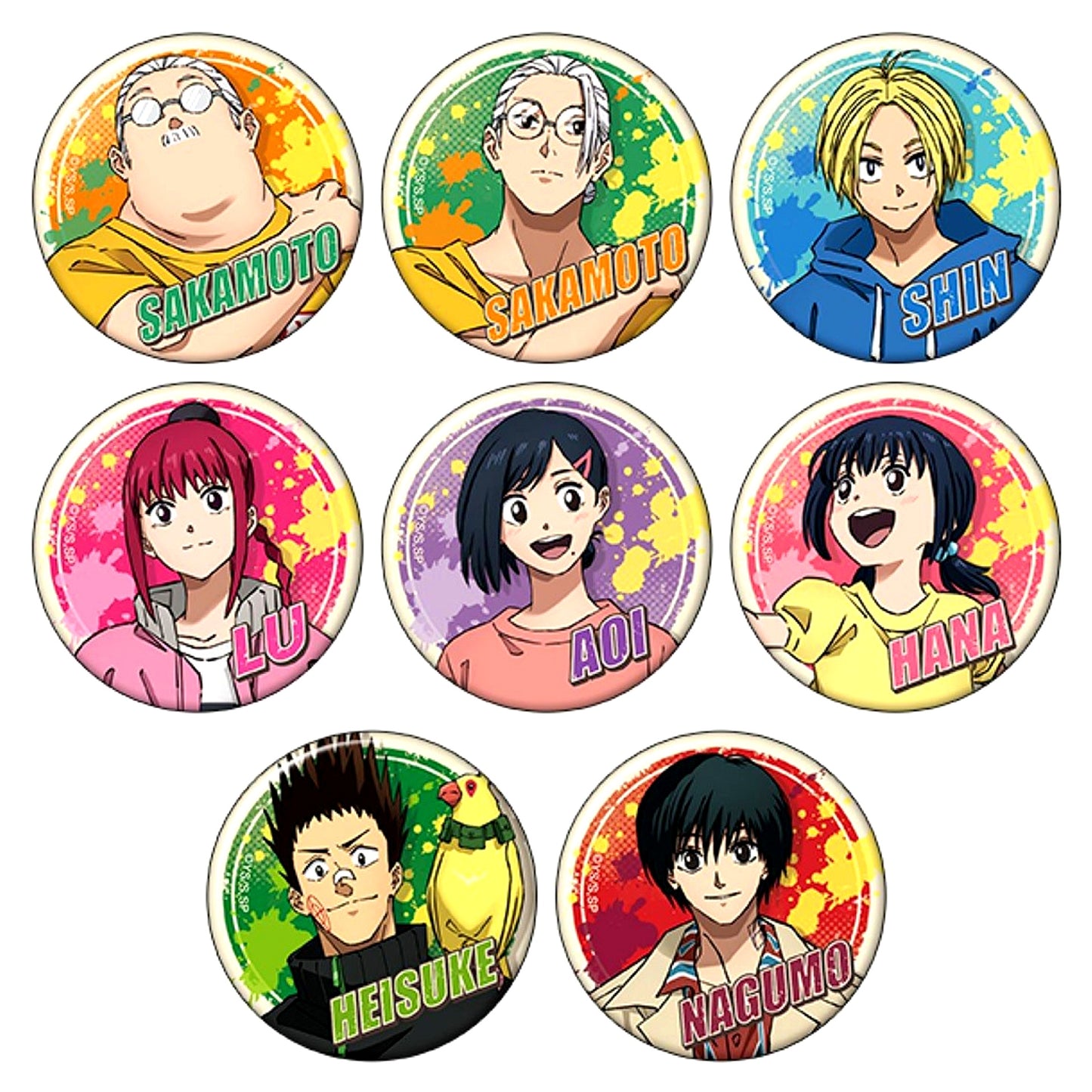 Set of 8 SAKAMOTO DAYS Character Badge Collection [USED]