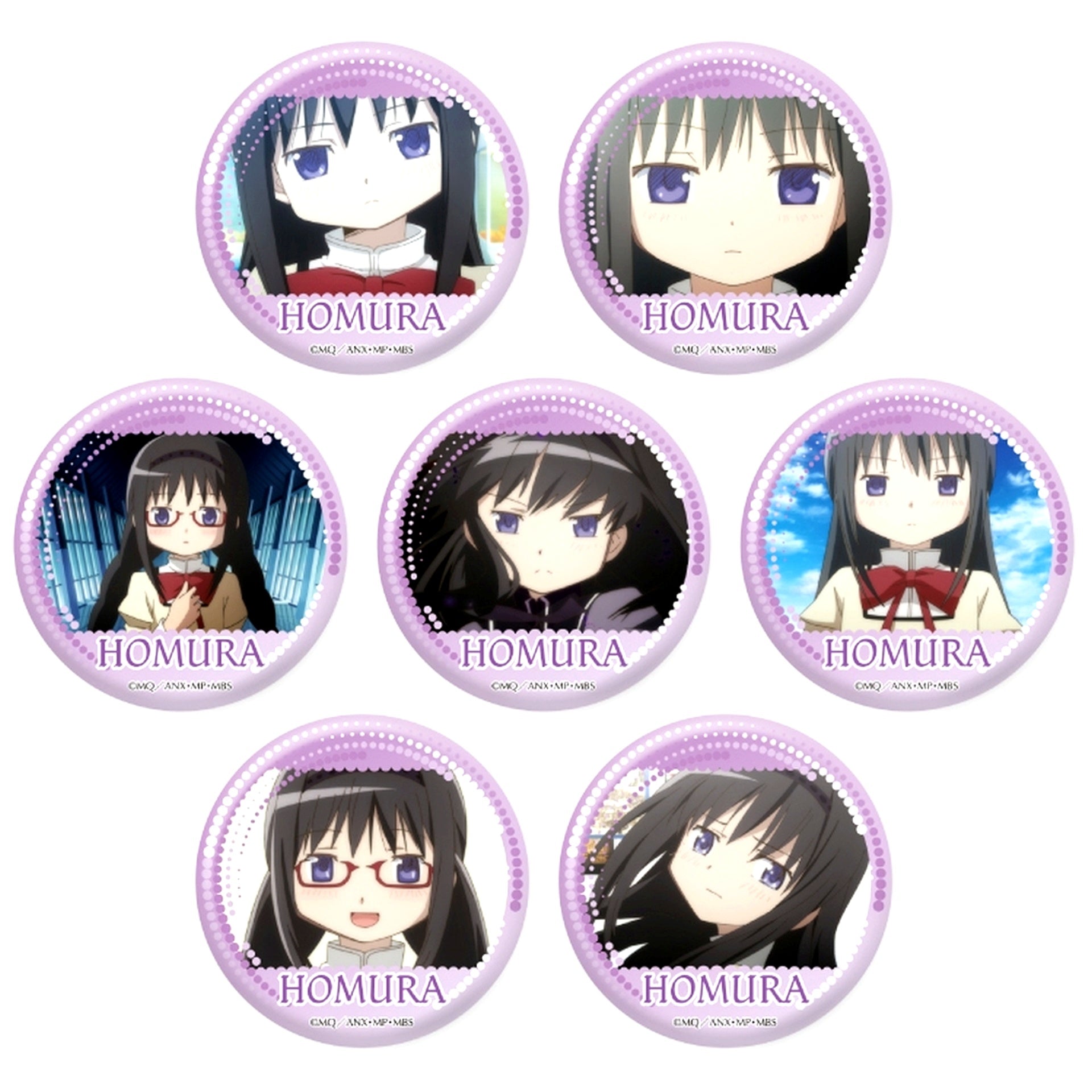 Set of 7 Homura Akemi Only Puella Magi Madoka Magica Dake Kan Trading Button [USED]