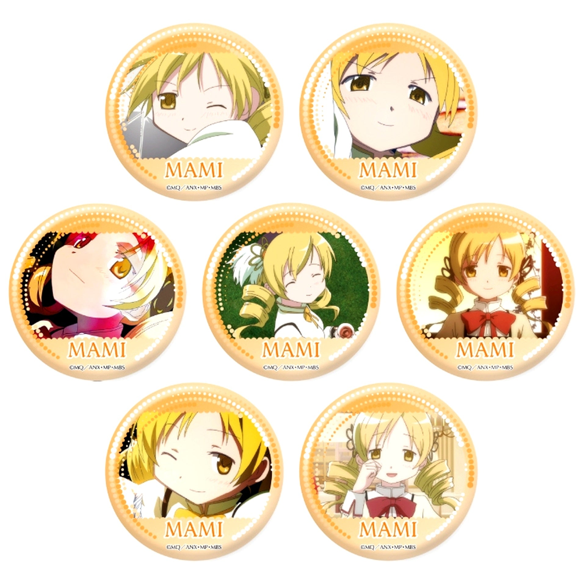 Set of 7 Mami Tomoe Puella Magi Madoka Magica Only Trading Button [USED]