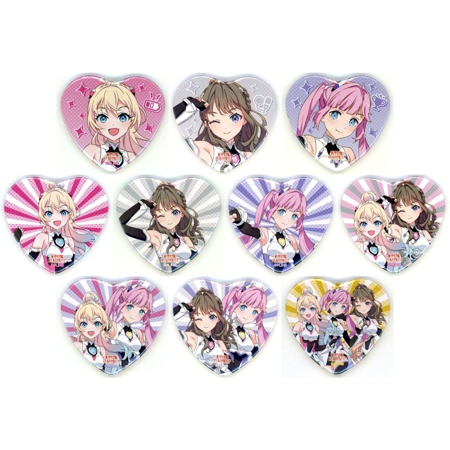 Set of 10 Love Live! Hasunosora Girls High School Idol Club POP UP SHOP in Marui Illustration Fanfare!!! Trading Heart Button [USED]