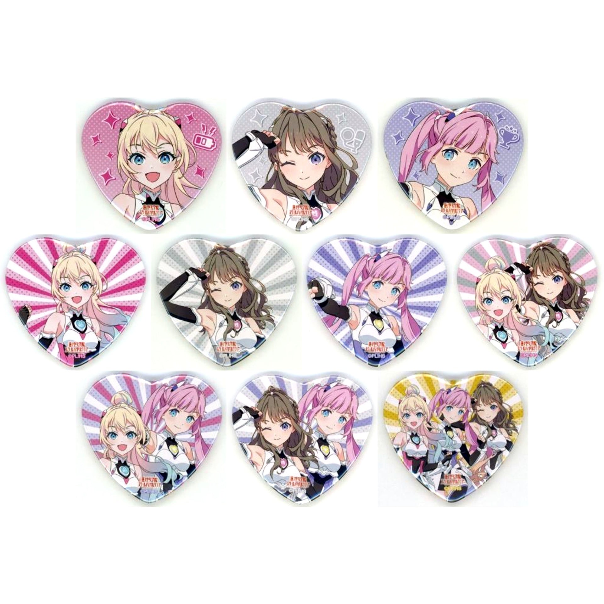 Set of 10 Love Live! Hasunosora Girls High School Idol Club POP UP SHOP in Marui Illustration Fanfare!!! Trading Heart Button [USED]