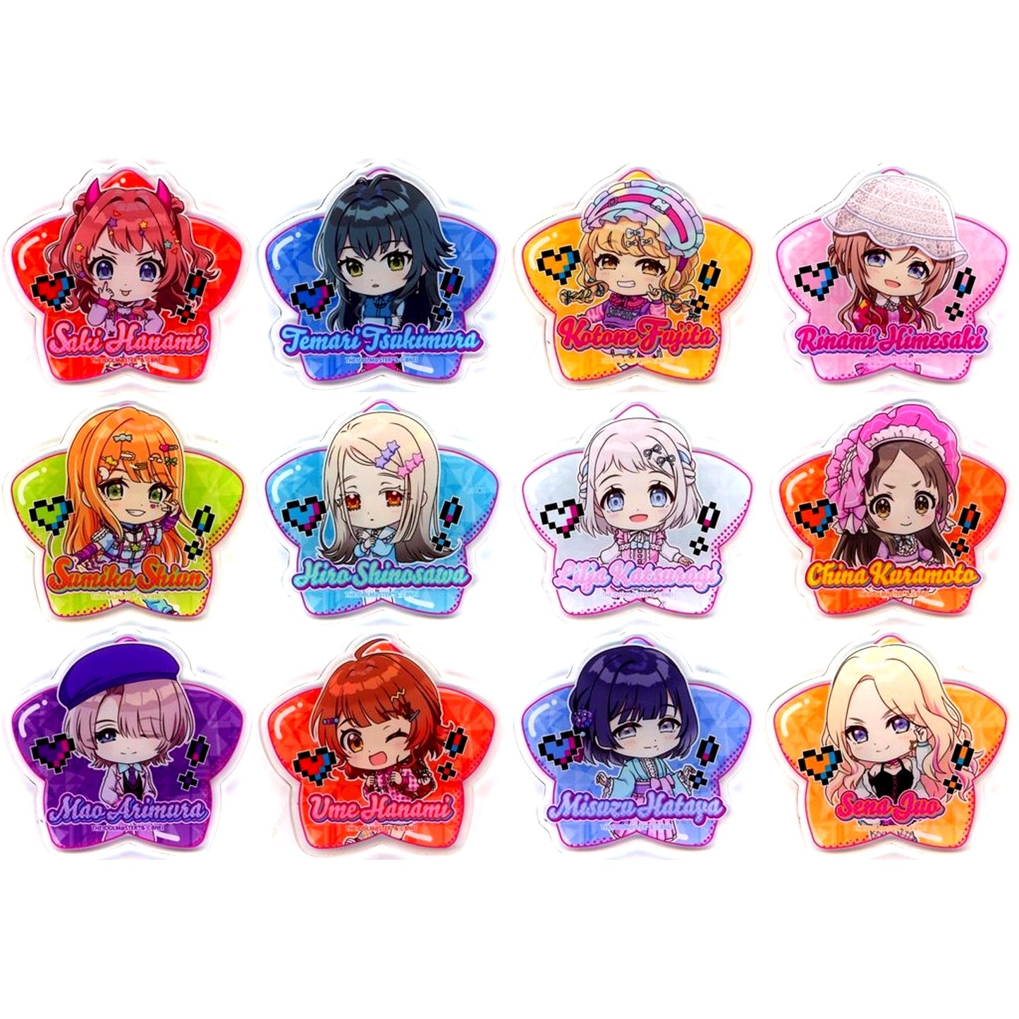 Set of 12 Gakuen Idolmaster x JOL Harajuku POP UP Shop Acrylic Plate Badge [USED]