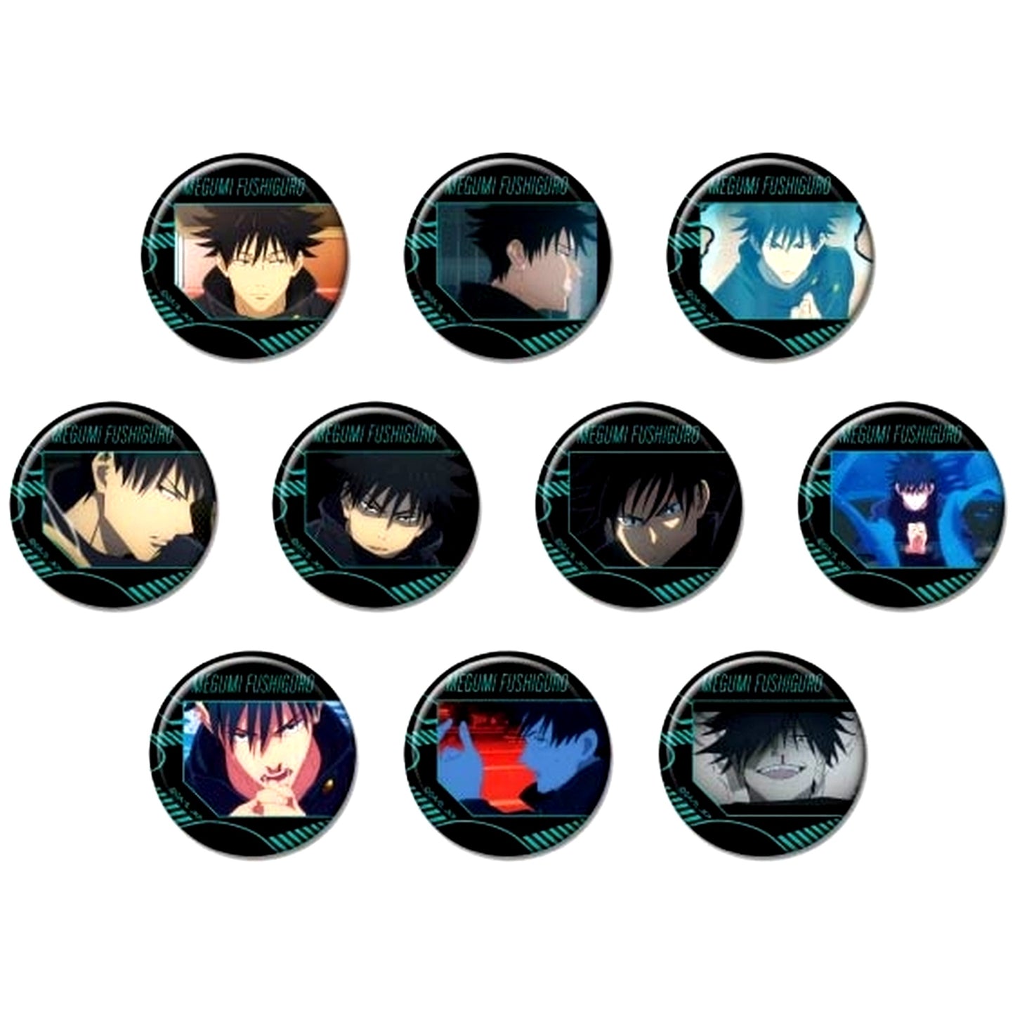 Set of 10 Megumi Fushiguro Box Jujutsu Kaisen Button [USED]
