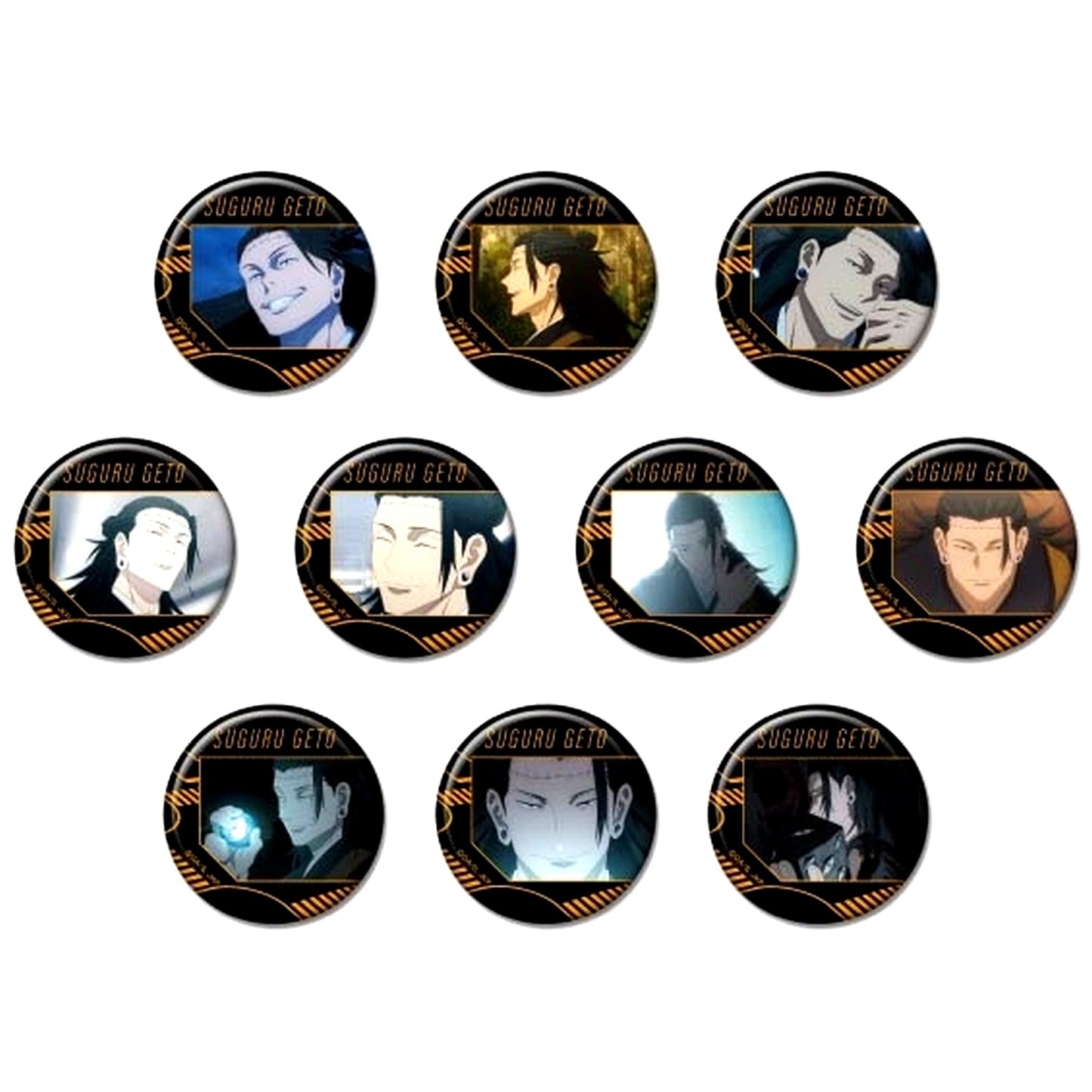 Set of 10 Jujutsu Kaisen Button Suguru Geto BOX [USED]
