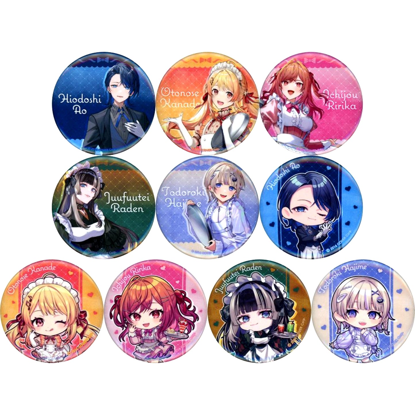 Set of 10 Hololive Trading Button ReGLOSS Chou VeryBar x SWEETS PARADISE [USED]
