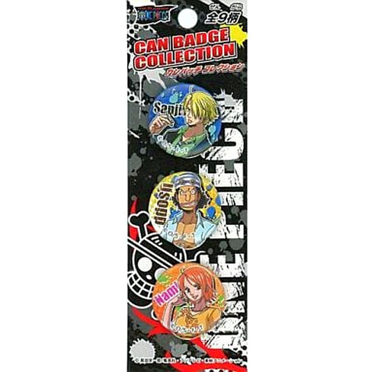 Sanji, Usopp & Nami One Piece Can Badge Collection Button [USED]
