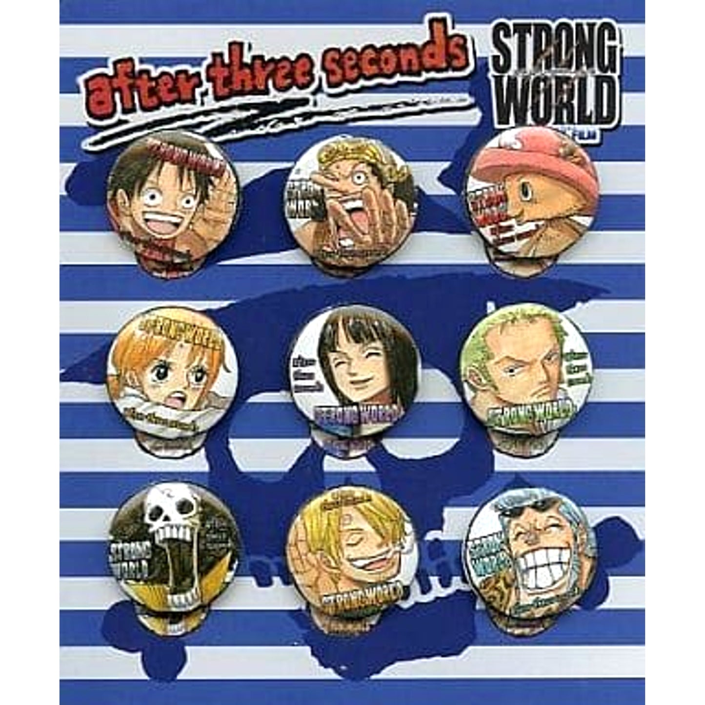 Straw Hat Pirates One Piece Film: Strong World Set of 9 Straw Hat Pirates After Three Seconds Button Set Advance Ticket Benefit Part 2 [USED]