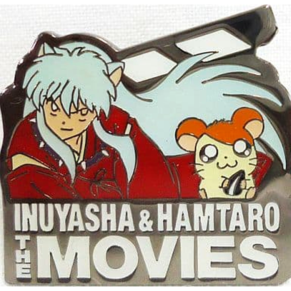InuYasha the Movie: Fire on the Mystic Island & Hamtaro: The Mysterious Ogre's Picture Book Tower Inuyasha Hamtaro Limited Pin Badge Buttons [USED]
