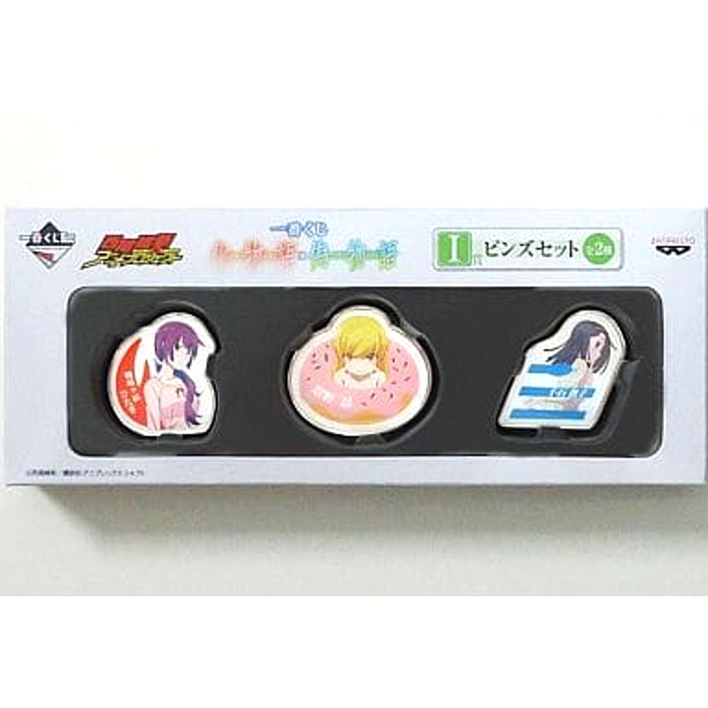 Hitagi Shinobi Nadeko Sengoku Bakemonogatari x Kizumonogatari Ichiban Kuji Pins Set Prize I [USED]