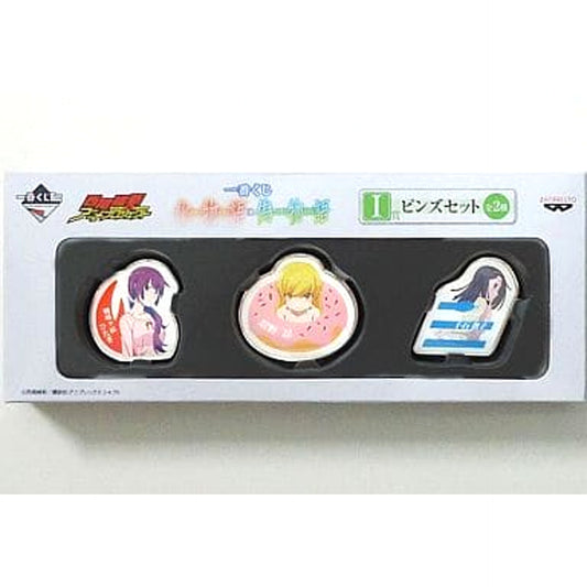 Hitagi Shinobi Nadeko Sengoku Bakemonogatari x Kizumonogatari Ichiban Kuji Pins Set Prize I [USED]