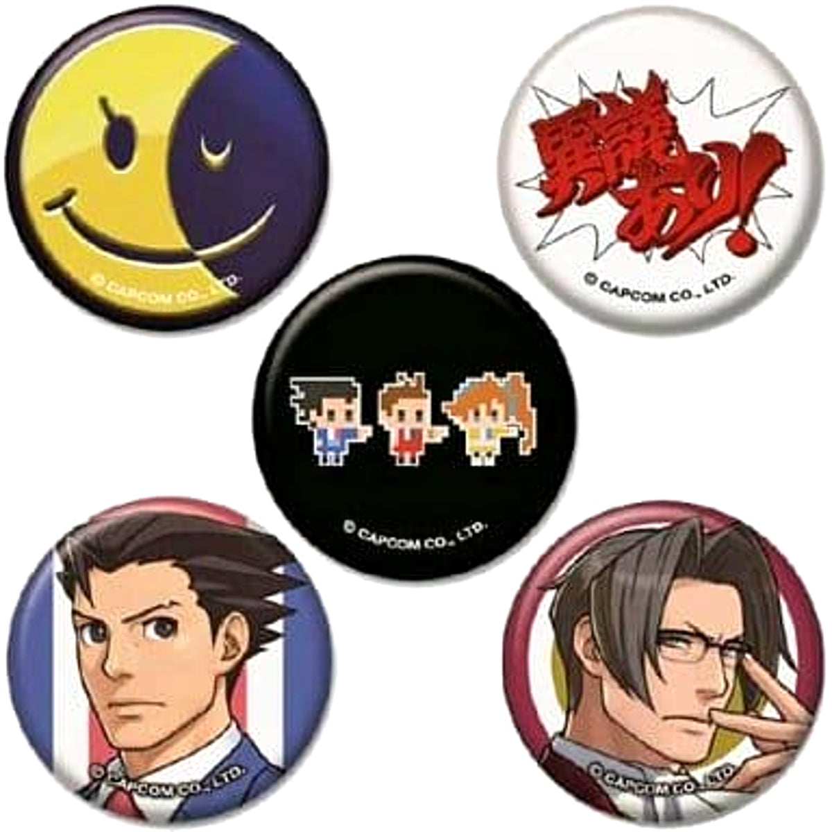Phoenix Wright: Ace Attorney Dual Destinies Ryuichi Naruhodo & Others Set of 5 Buttons [USED]