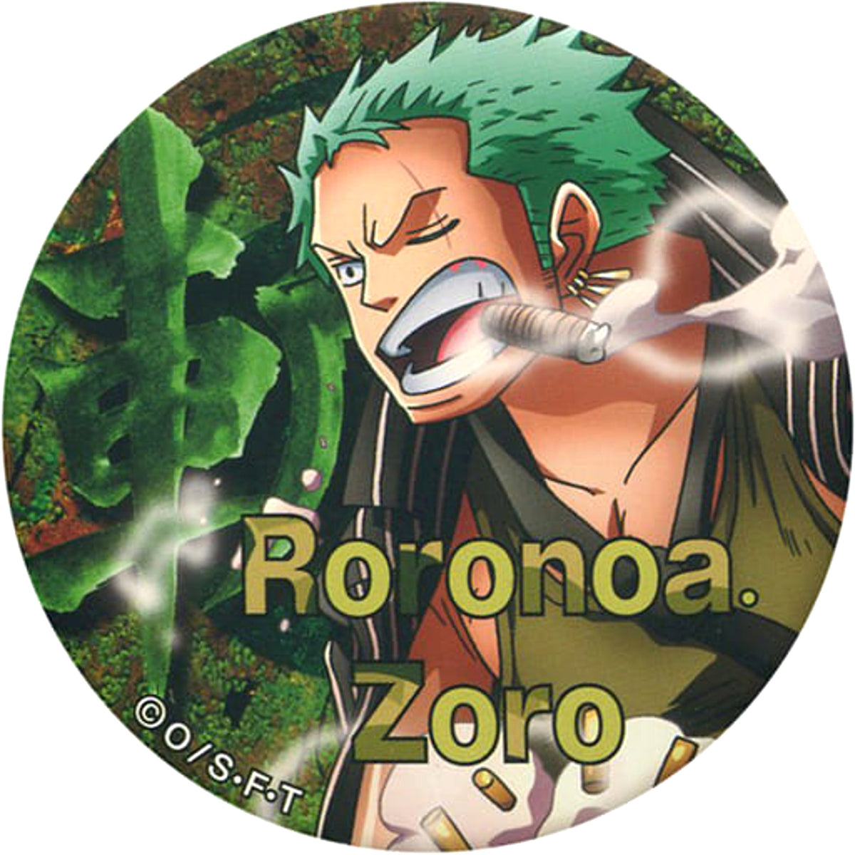 One Piece Roronoa Zoro Cut Yakara Can Badge Red Buttons [USED]