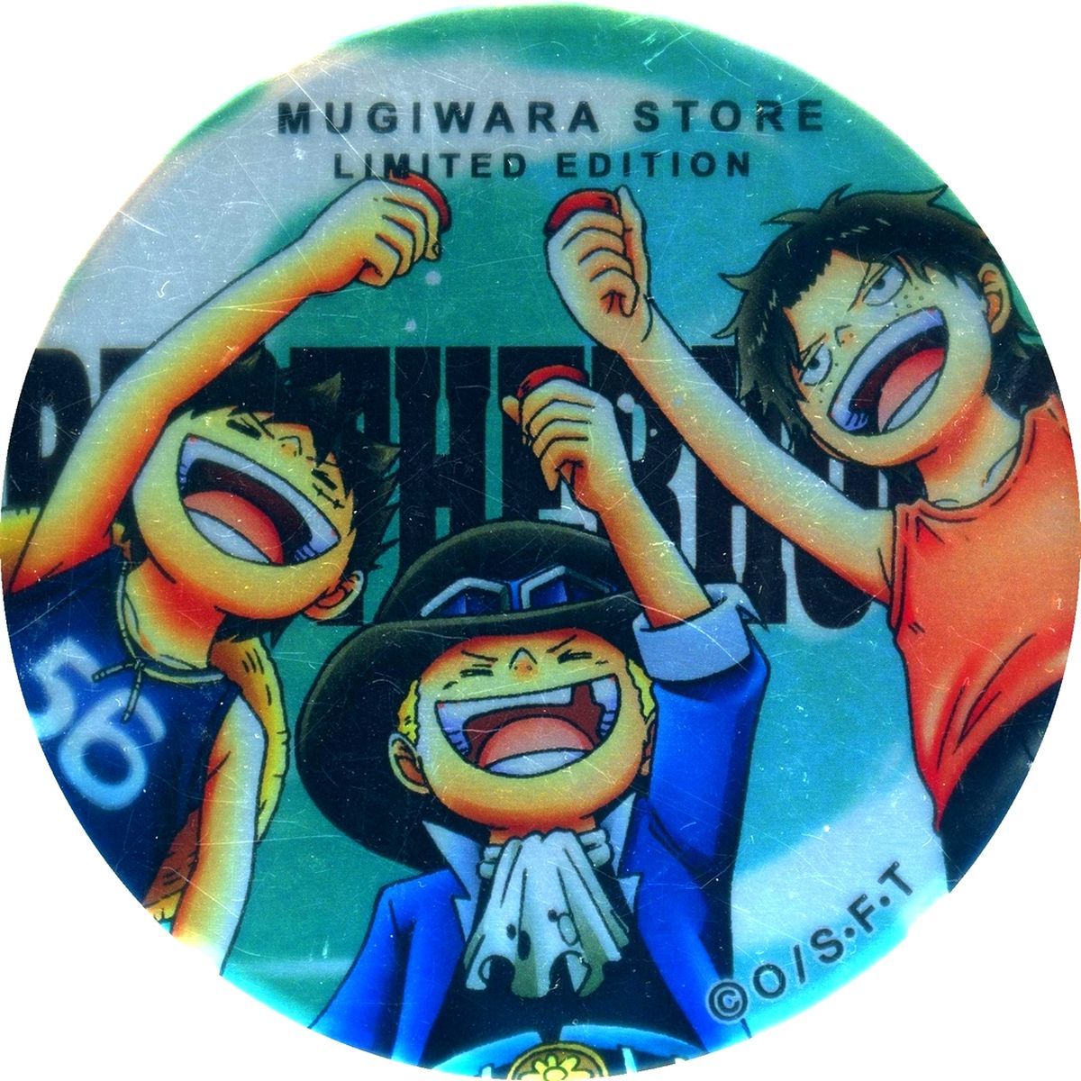 Monkey D. Luffy, Sabo & Portgas D. Ace One Piece Yakara RED Button Straw Store Limited [USED]