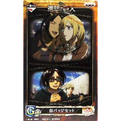 Attack on Titan Ymir Krista Hange Ichiban Kuji Wings of Freedom Can Badge Set Prize G Buttons [USED]