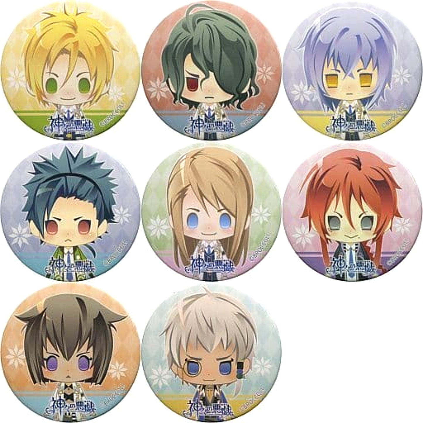 Kamigami no Asobi Apollon Agana Belea & Others Trading Can Badge All 8 Types Set Buttons [USED]