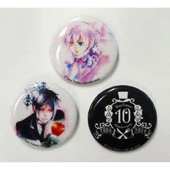 Black Butler Sebastian Michaelis & Others Original Can Badge 10th Anniversary of Debut Black Butler Original Art Exhibition Yana Toboso's World Limited Admission Ticket Benefits with Benefits Set of 3 Buttons [USED]