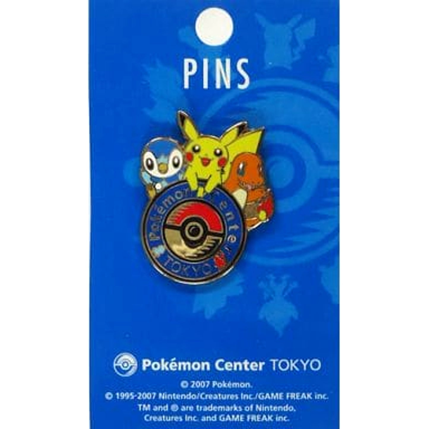 Pokemon Pikachu Charmander Piplup Pokemon Center Tokyo Limited Pins [USED]