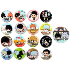 Gintama Gintoki Sakata & Others Fortune Badge Famous Scene All 16 Types Set + Happy Sheet Application Buttons [USED]