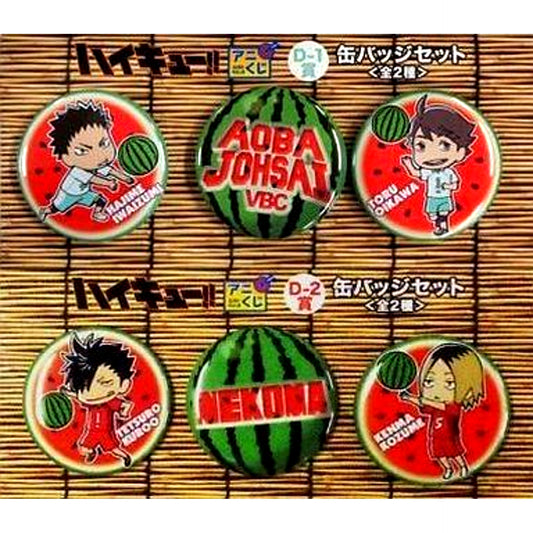 Set of 2 Haikyu!! Button Set Set of 3 Ani Kuji Summer is Number One Volleyball Festival Prize D [USED]