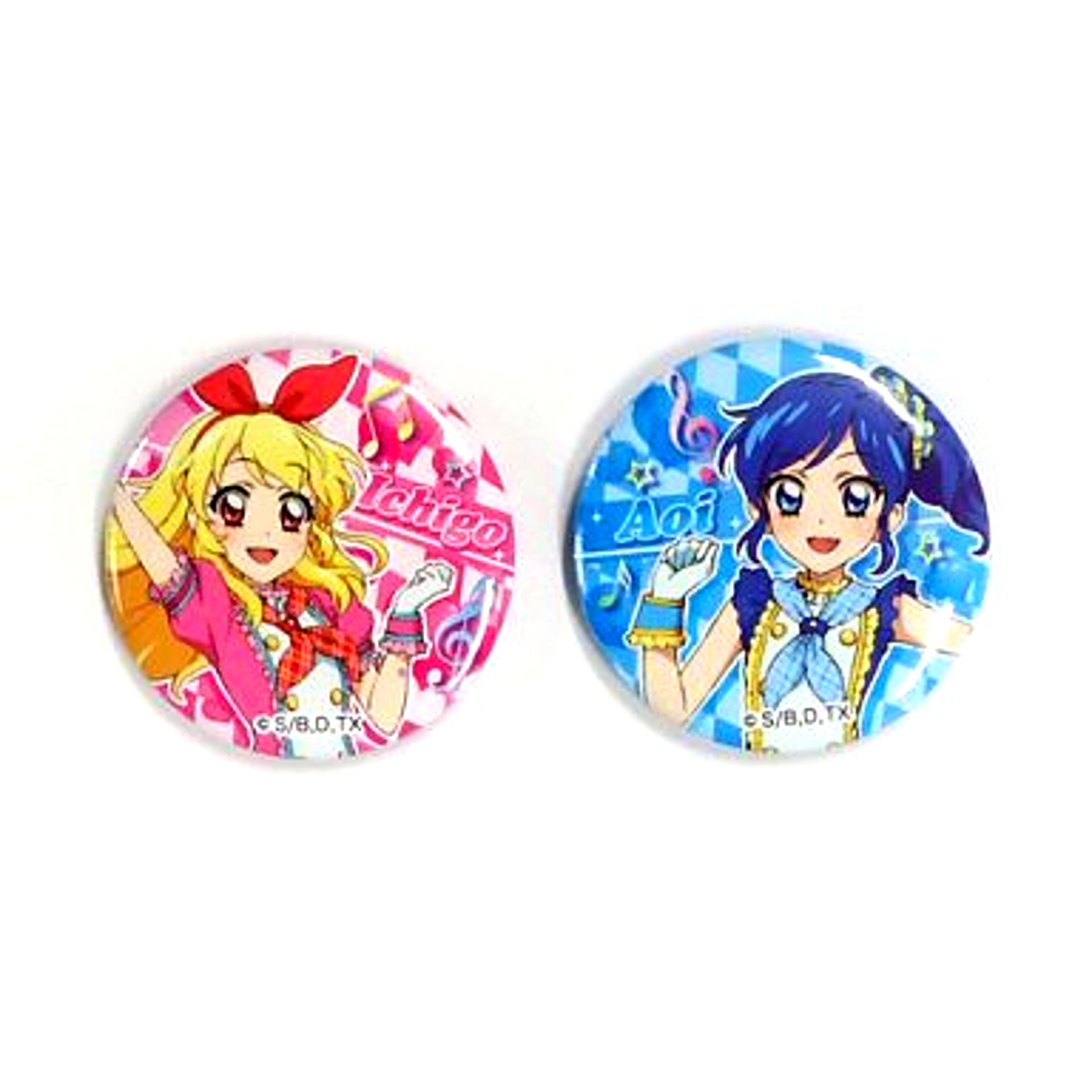 Ichigo Hoshimiya & Aoi Kiriya Clip Button 2 Set of 2 Aikatsu! [USED]