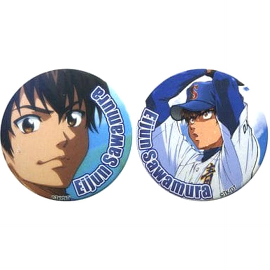 Eijun Sawamura Ace of the Diamond Set of 2 Original Button Canime.jp Exclusive DVD Vol. 1 Original Bonus [USED]